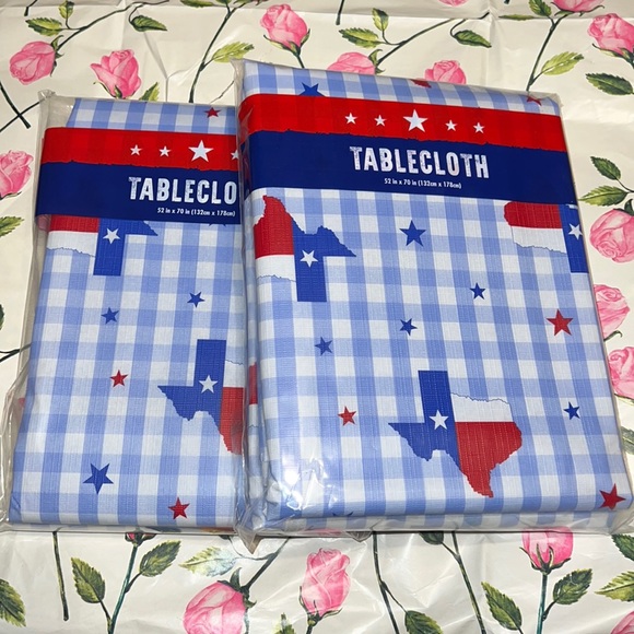 New Set of Texas Gingham Pattern Background Flannel Backing Tablecloth - Picture 2 of 8
